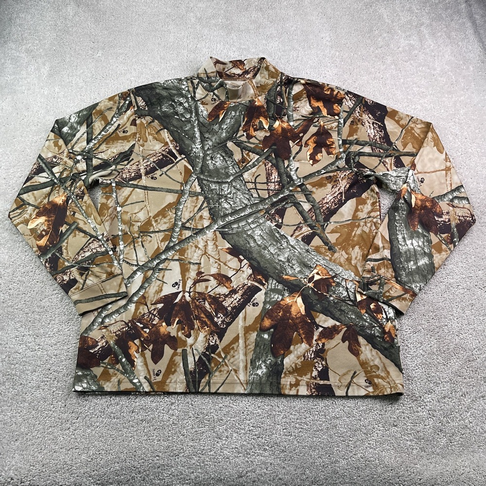 Outfitters Ridge Shirt Mens Large Brown Camo Fusion 3D Mock Neck Hunting Base